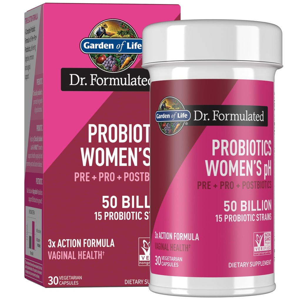 Garden of Life Dr Formulated Once Daily 3-in-1 Complete Prebiotics,Postbiotics&Probiotics for Women,PRE+PRO+POSTBIOTIC Supplement for Women’s Digestive,Immune& Vaginal Health, 30 Count (Pack of 6)