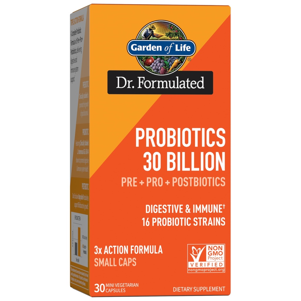 Garden of Life Dr Formulated Once Daily 3-in-1 Complete Probiotics,Prebiotics & Postbiotics-PRE+PRO+POSTBIOTIC Supplement for Adults’ Digestive & Immune Health,30 Billion CFU,30 Day Supply (Pack of 6)