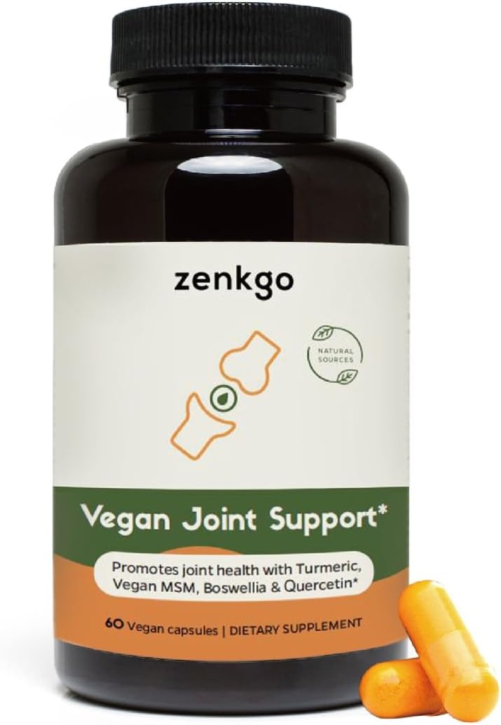 Turmeric, Vegan MSM, Boswella, Quercetin - Vegan Joint Support Supplement, promuje mobilność stawów i elastyczność, funkcje i komfort, naprawy chrząstki, gładki ruch, zdrowy starzenie (60Ct / 30Day)