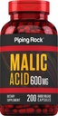 Piping Rock Malic Acid kapsułki 124; 600mg 124; 200 Pilli 124; Non- GMO, Gluten suplement wolny