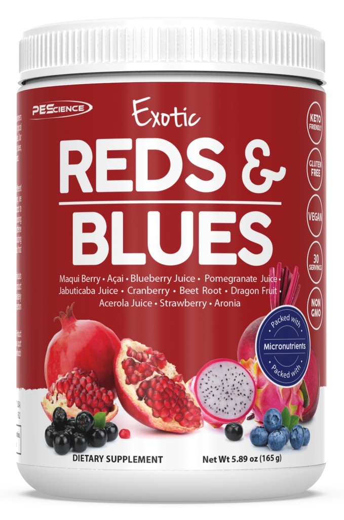 Pescience Reds & Blues Superfoods Proszek, 30 Słupki, Suplement Myo- Inositol, Burakowy proszek korzenny, Granat i ekstrakt Acai, Suszony przeciwutleniacz Freeze- Mieszanka owocowa