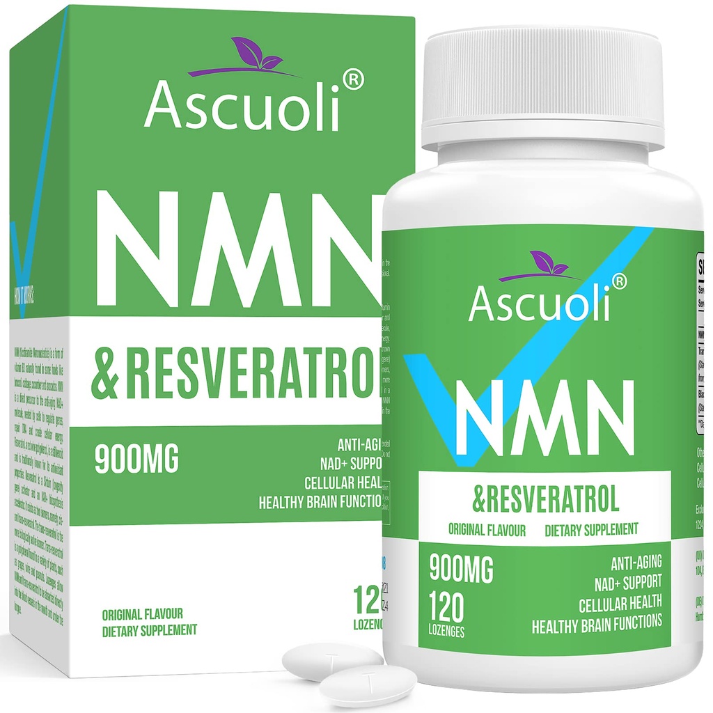 Sublingual NMN 500mg + Trans-Resveratrol 400mg, 3-in-1 Advanced Formula 99% Pure NMN Resveratrol Supplement for Boost* NAD, Cell, Immune, Energy & Muscle, Anti-Aging, 120 Lozenges (120-Day Supply)