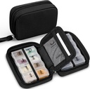 Zannaki Cute Pill Organizer for Purse with Two Removable 7- Day Pill Box, Travel PU Leather Pill Case, Portable Cotygodniowy Pill Pojemnik z workiem do przechowywania witamin, Oleje rybne, Suplementy (czarny)
