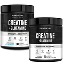 Jacked Factory Creature + Glutamine - Suplement z L- Glutamina do Odzyskiwania Mięśnie, Muscle Growth, Zwiększona siła (30 Służenie, Nieflavored & 30 Służenie, Niebieski Malina)