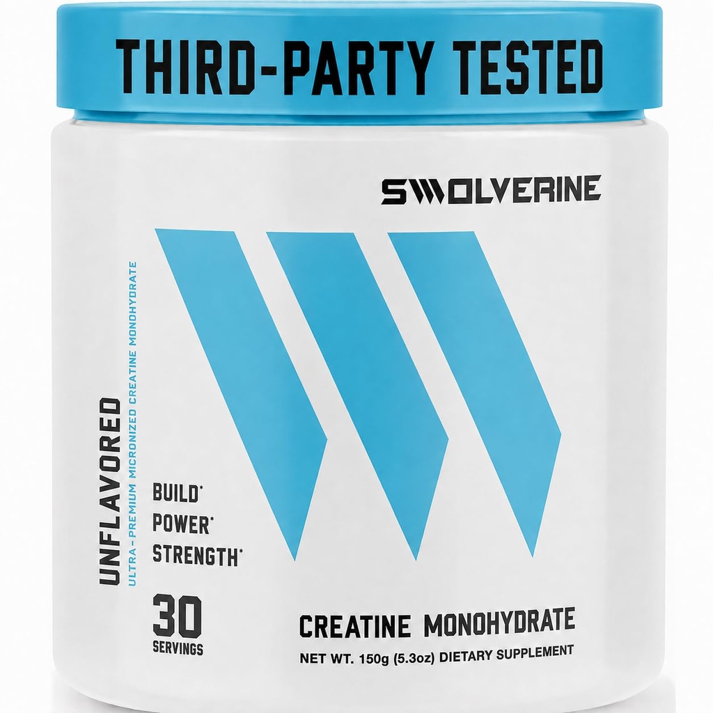 Swolverine Kreator jednowodny proszek - 5g zmikronizowane stworzenie, Third- Party Tested, Single- Składnik, Wspiera wytrzymałość mięśni, Moc, Odzysk & Intensywność wydajności, 30 Służenie, Unflavored