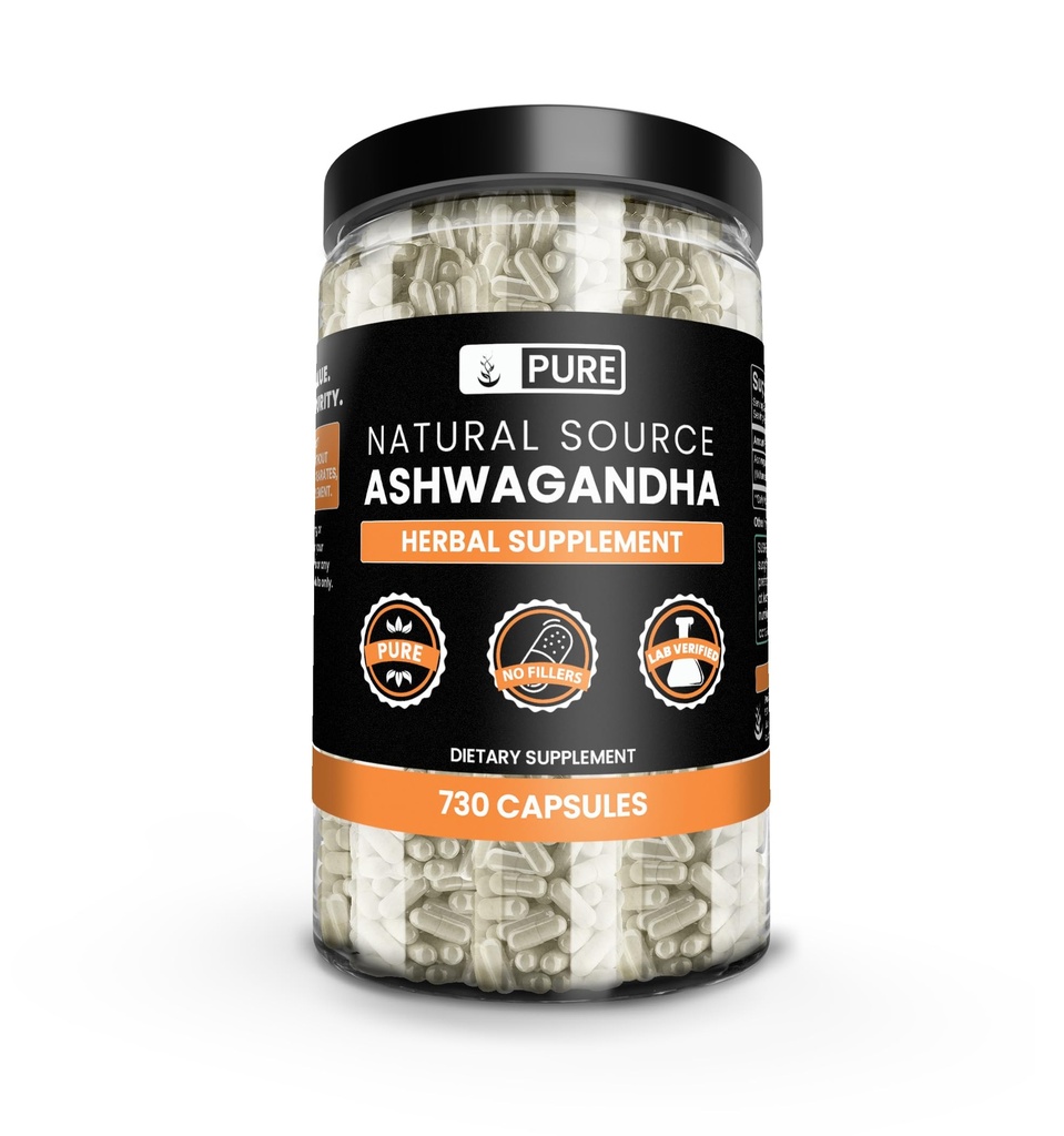 Pure Original Ingredients Ashwagandha (730 kapsułki) No Magnez Or Rice Fillers, Always Pure, Laboratorium zweryfikowane
