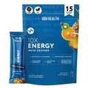 10X Zdrowie - Energy Wave Crusher - Napoje energetyczne z 200 mg kofeiny, BCAA, Witaminy B, Przyspieszona absorpcja - Tropikalny Punch Pre- Workout Drink - 15 Drink Mix Pakiety (Wave Crusher - Energia)