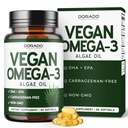 Vegan Omega 3 Algae Oil (60 Softgels) Plant Based DHA EPA - Sustainably Sourced, No Carrageenan, Non GMO | Heart, Brain, and Eye Health - Fish Oil Alternative - Algae Omega 3 Supplement - USA Made