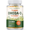 Omega 3 6 9 + DHA Gummies | Plant-Based Triple Omegas from Algae, Flaxseed & Safflower Oil | 50mg of DHA | Vegetarian, Non-GMO, Gluten-Free, Essential Fatty Acid Supplements for Adults | 60 Gummies