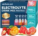 Venture Pal wysoki cukier bez elektrolitów w proszku pakiet - pakiety nawadniania z witaminą, Sodu & Potas 124; Zero kalorii 124; Wegan, Keto & Paleo Przyjazny Electrolyte Drink Mix - 16 Sticks