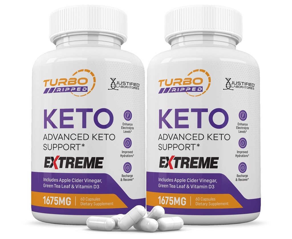 (2 Pack) Turbo Ripped Keto ACV Extreme Pills 1675MG Keto Support Blend Capsule Alternatywnie do Keto ACV Składany z jabłka cydr Ocet Extra Virgin Olive Oil Powder Green Tea Leaf 120 Kapsułki