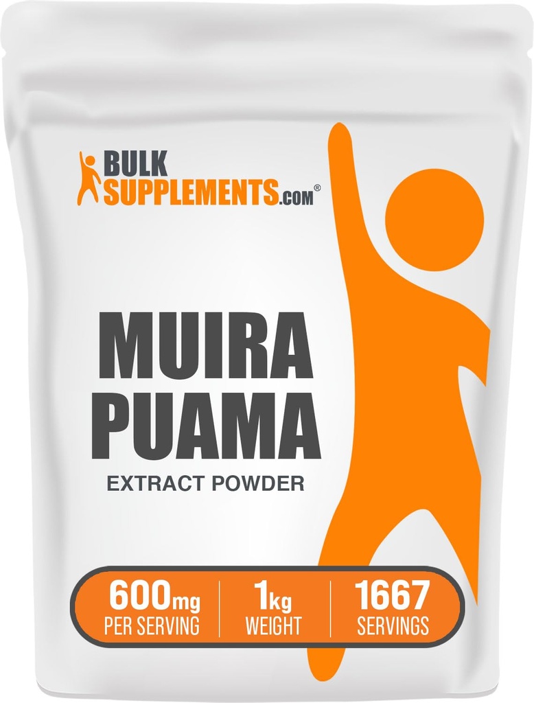 BulkSupplements.com Muira Puama Extract Powder - Muira Puama Supplement, from Muira Puama Bark - Herbal Supplement, Gluten Free, 600mg per Serving, 1kg (2.2 lbs) (Pack of 1)