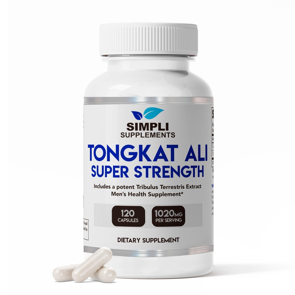 Simpli Supplements 200:1 Longjack Tongkat Ali for Men and Women 120 Capsules | Natural Supplement with Tribulus Terrestris for Energy, Stamina, and Hormonal Balance