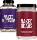 NAKED Unflavored BCAA 100 Sewings + Pure L- Glutamine 240 Kapsułki Bundle: Non-GMO, Gluten Free, Odzysk mięśni, nic sztuczny