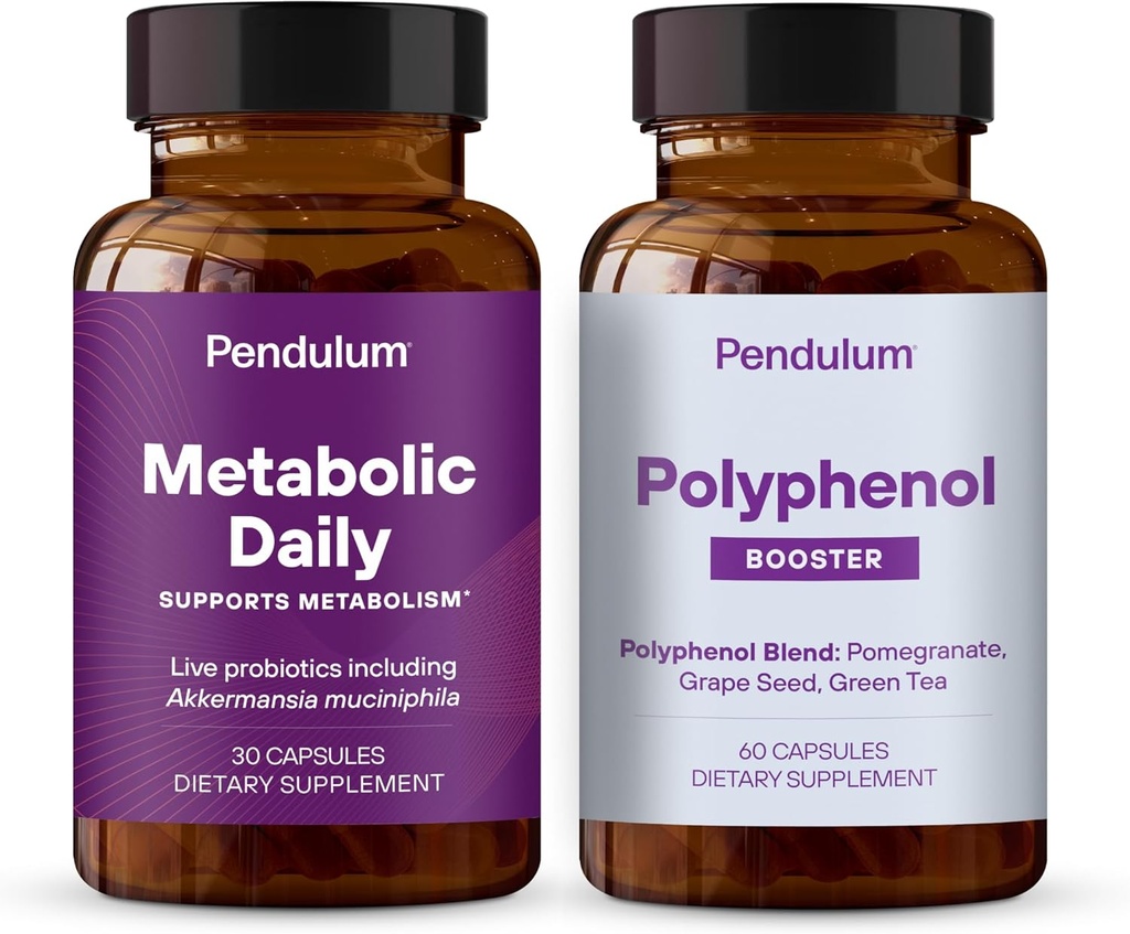 Pendulum Metabolic Daily & Polyfenol Booster Bundle - Probiotyczny mieszanka Akkermansia Probiotic Supplement dla poprawy metabolizmu & Cardio zdrowia