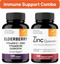 Sandhu 's Immune Support Combo Budapest 124; Elderberry & Zinc Quercetin Capsules Bundle Next 124; Wsparcie immunologicznego zdrowia