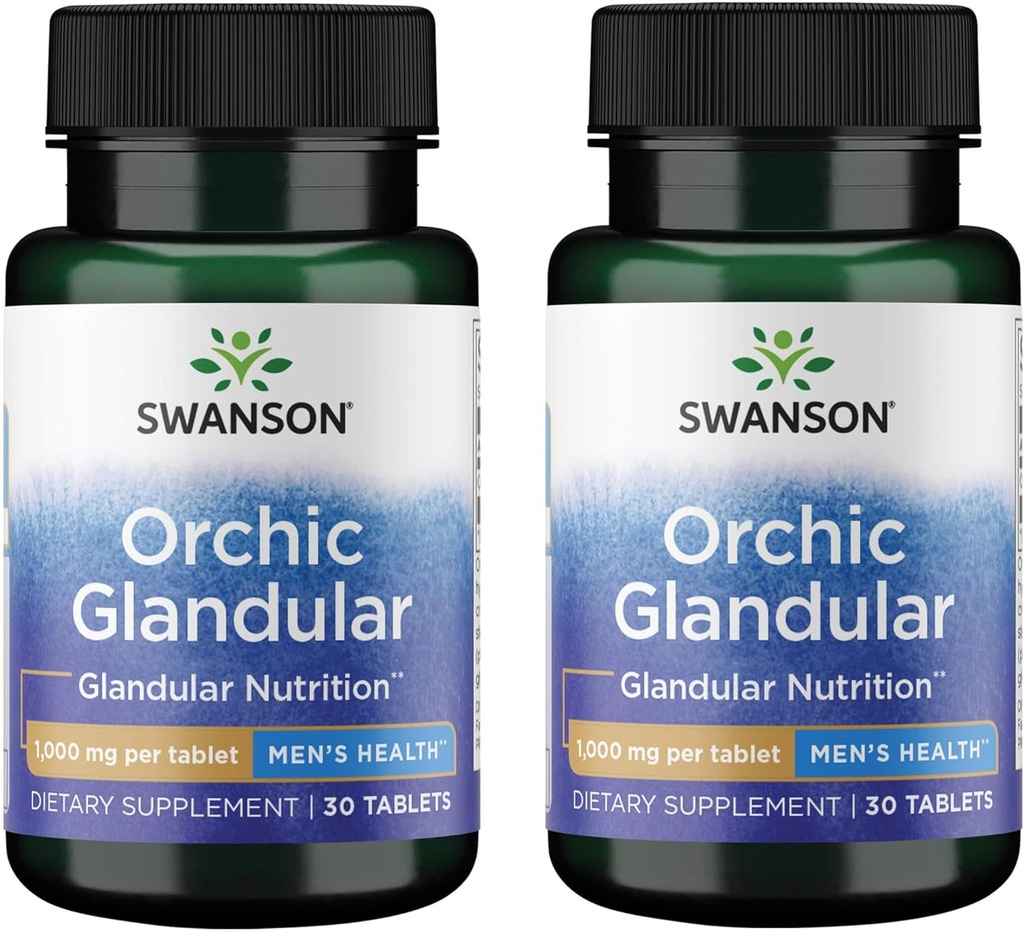 Swanson Orchic Glandular - Zdrowie mężczyzn 1000 mg 30 tabletek (2 opakowania)