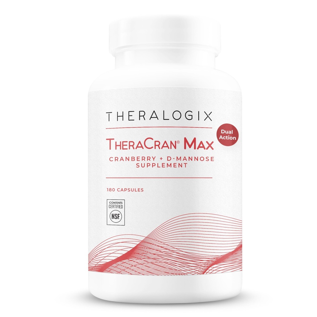 Theralogix TheraCran Max - Cranberry + D- Mannose Supplement for Men & Women - Urynary Tract Health Supply - 90- Day Supply - NSF Certified - 180 kapsułki