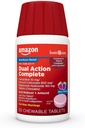Leczenie podstawowe Dual Action Complete, Reduktor kwasowy do żucia Plus Antacid Tablets, Berry Flavor, Heartburn Medicine, Acid Infersition Relief, 50 Count