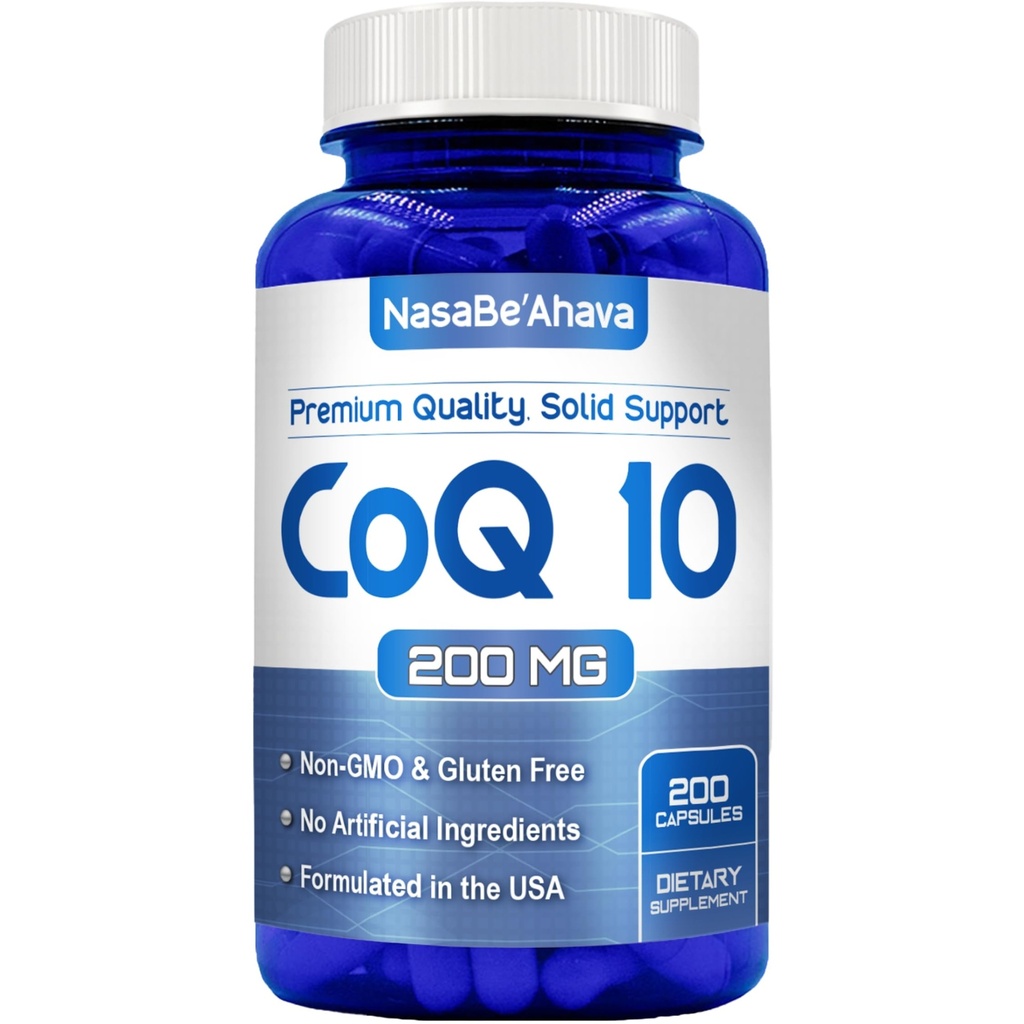 CoQ10 200mg kapsułki 124; Vegan Friendly Coenzym Q10 200mg z Easy Absorption Ubiquinone Supplement for Skin Heart and Energy Support Assistance 124; Made in The USA in cGMP Facility (200 Servings)