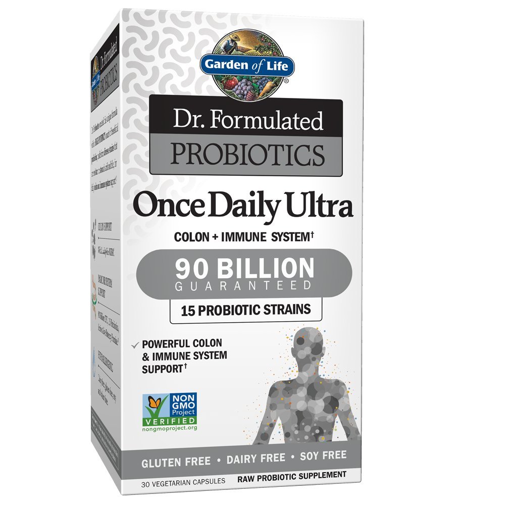 Garden of Life Dr. Formulated Probiotics Once Daily Ultra - 90 billion CFU - Daily Probiotic for Colon & Immune Support - 30 Vegetarian Capsules