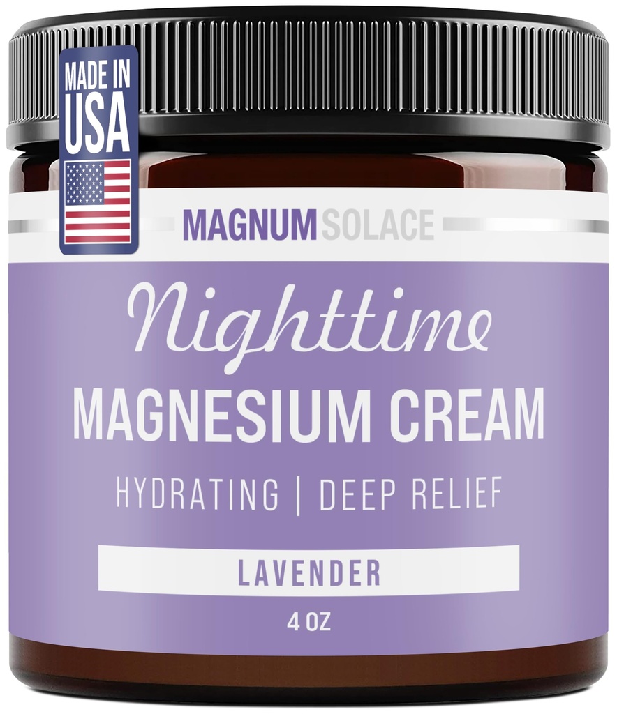 Lody magnezowe - Nocny krem magnezowy - Stosować do nóg, ramion lub klatki piersiowej - Chlorek magnezowy - USA Made and Safe for Kids (Lavender)