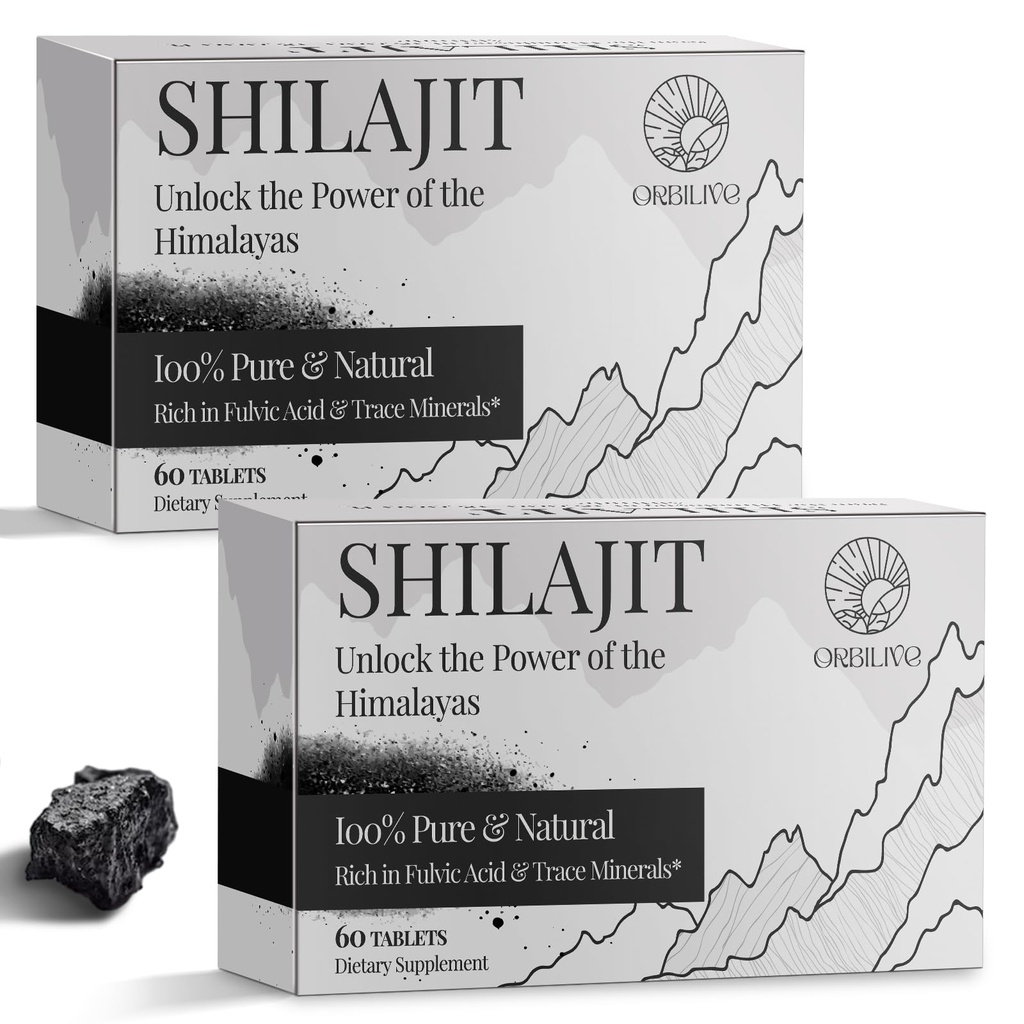 Shilajit Tablets 1000 MG, 100% Himalayan Organic, Shilajit Supplement bogaty w kwas Fulvic & 85 + Minerały śladowe dla mężczyzn i kobiet, Energia i system immunologiczny, 120
