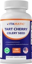 Ekstrakt Vitamatic Tart Cherry 20X z Celery Seed 10X skoncentrowane ekstrakty - - 180 Kapsułki Veg - wegetariańskie, Non-GMO i Gluten Free