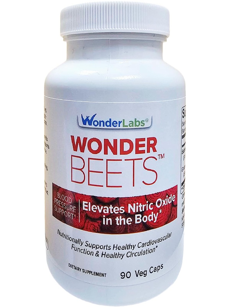 Wonder Beet Beet Root Capsules 1100mg, Standardized to 2% Nitrates, Helps Support Nitric Oxide Production, Blood Pressure, Heart Health, Contains Non-GMO Beetroot Powder and Grape Seed Extract (90)