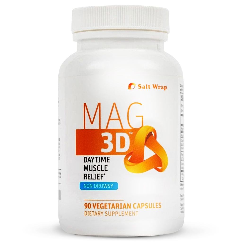 SaltWrap Mag 3D - Daytime (Non- Drowsy) Noga Cramp & Support Relief Muscle - Natural Supplement for Muscle and Nerve Health with Turmeric, Alpha Lipoic Acid & Magnez