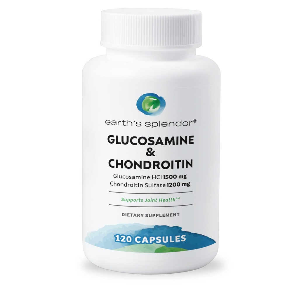 Splendor Glukozamina HCI 1500 mg Siarczan Chondroityny 1200 mg Suplement dla mężczyzn i kobiet, wspomaga wspólne zdrowie, wspiera codzienne wspólne działanie (120 Kapsułki, 1 + Dostawa Miesiąc)