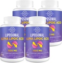 Liposomal Alpha Lipoic Acid 1500mg - z Acetyl- L- Karnityna 900mg & Ubichinol 100mg & Witamina E 15mg ETALA Suplement dla przeciwutleniaczy Glukoza Metabolizm Nerve Energy, 60 Softgels (4 butelki)
