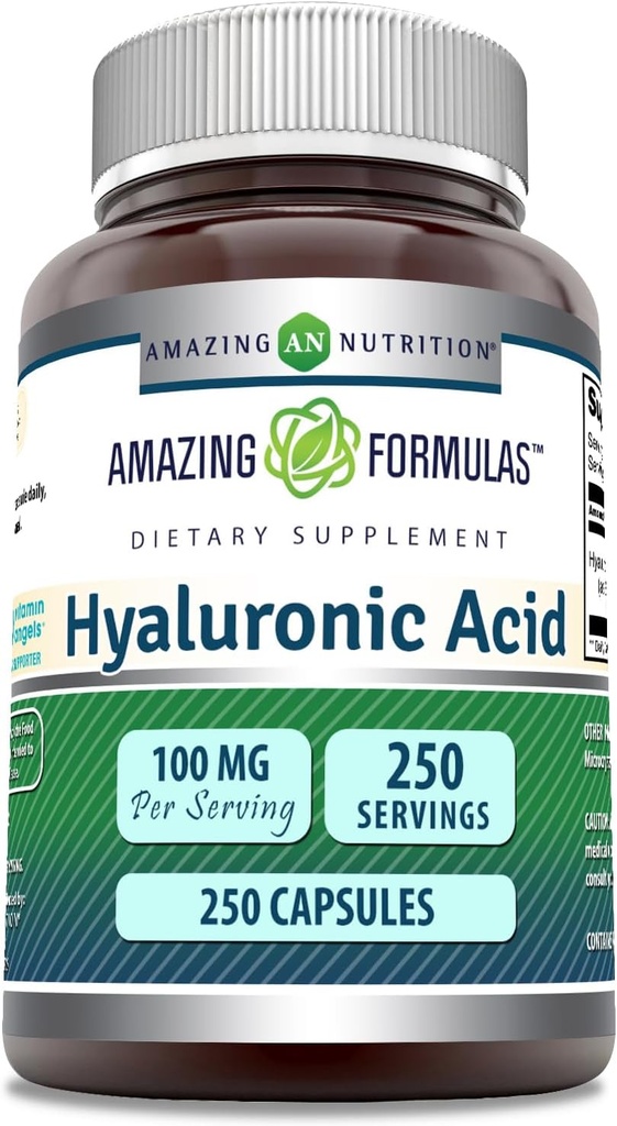Amazing Supples Hyaluronic Acid 100mg 250 Suplement kapsułki DEV124; Non GMO DEV124; Gluten Free EV124; Made in USA