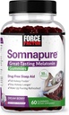 FAKTOR FORCE Somnapure Gummies z Melatonin 10 mg dla dorosłych, Non-Habit- Forming, Natural Sen Pomoc dla głębokiego snu, Spać dłużej, Budzić się ponownie, Smak Berry Dream, 60 Hrabia (Pack of 1)