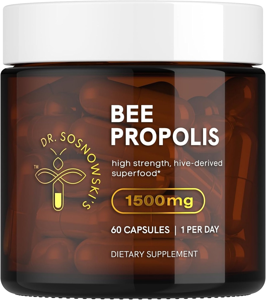 Dr Sosnowski Pszczoła Propolis 124; 1500mg Wysoka potencja 124; Hive- pochodne Superfood, Kapsułki warzyw, 60 Hrabia 124; 2 Miesiące dostaw