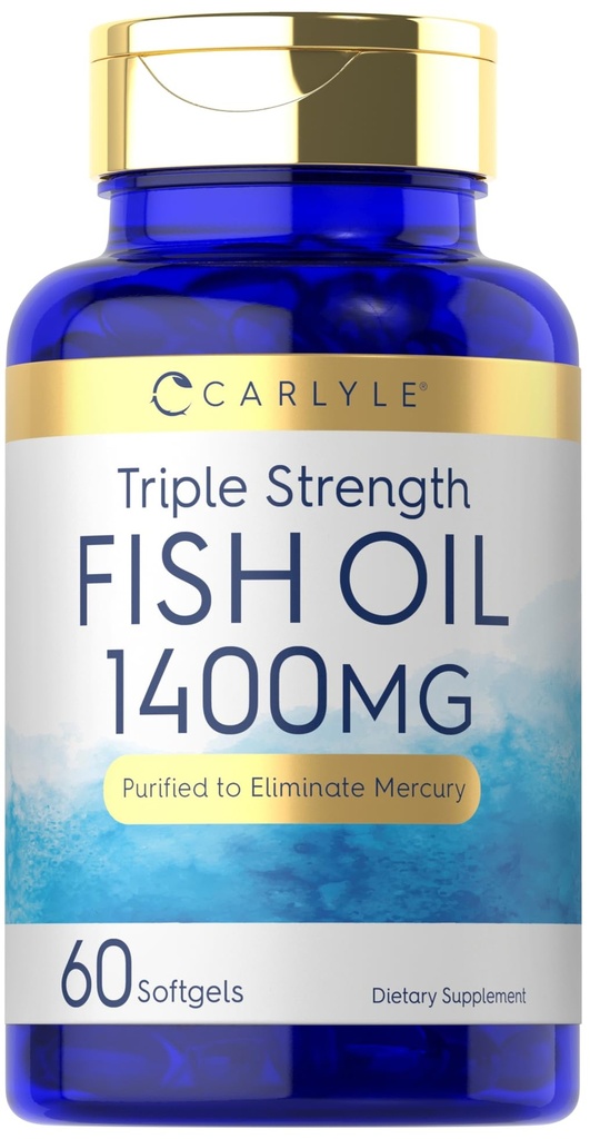 Carlyle Triple Siła Omega 3 Olej rybny 124; 1400mg 124; 60 Softgels 124; Non-GMO, Gluten suplement