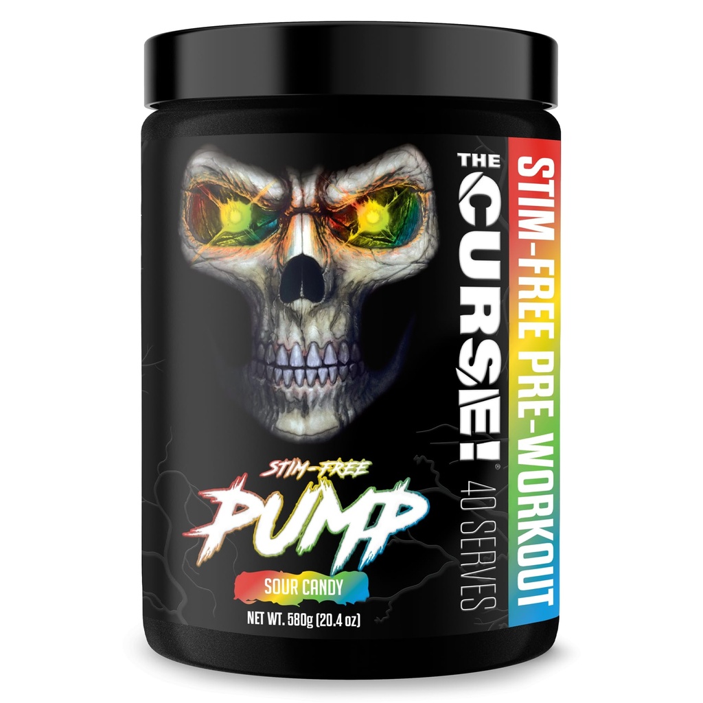 JNX SPORTS Klątwa! Pompa Pre Workout Powder - Stim- Free Pre Workout - Kofeina Free, L- Citrulline, Beta- Alanine & Atric Oxide Booster (Sour Candy, 40 Servings)
