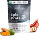 Sprout Living, Epic Protein, Białko roślin i Superfoods Proszek, Real Sport 124; 24 Grams Organic Protein Powder, Recovery, Wegan, Non Dairy, Non-GMO, Gluten Free, niski cukier (1 funt, 12 Servings)