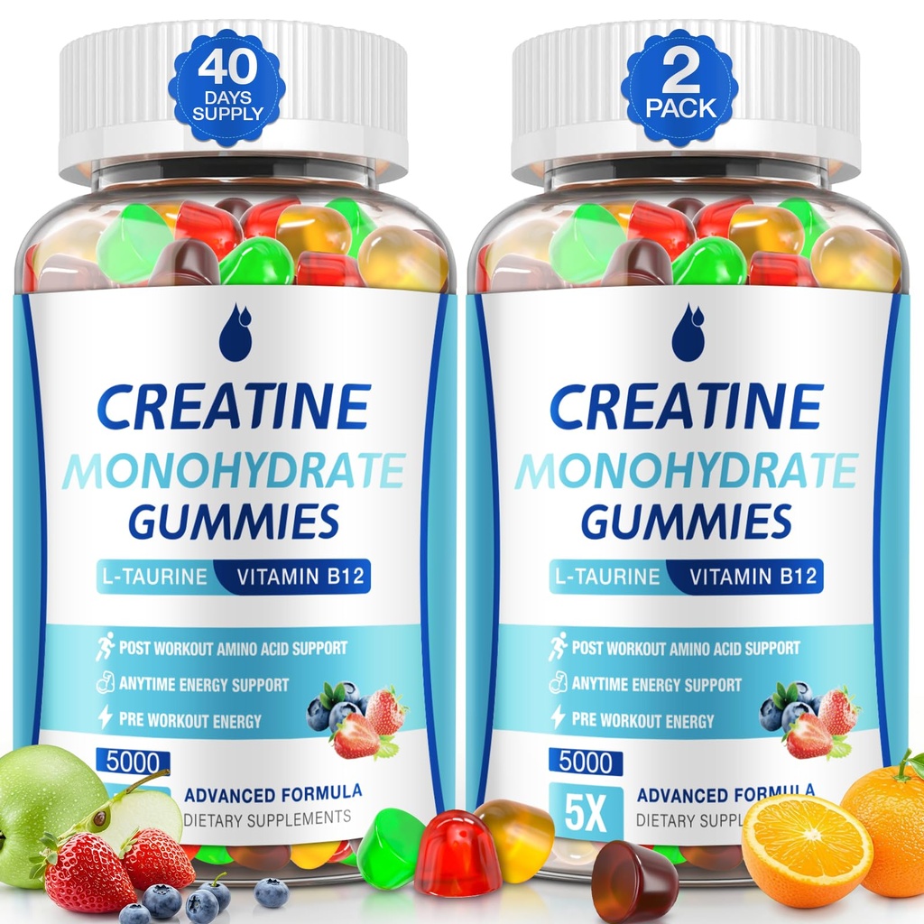 Gumie krewnicze dla mężczyzn i kobiet - Jednowodne Gummie krewowcowe 5g, Muscle Builder, Energy Boost & Pre- Workout Supplement, Niski cukier Tauryna żute Gummy 2 Pack