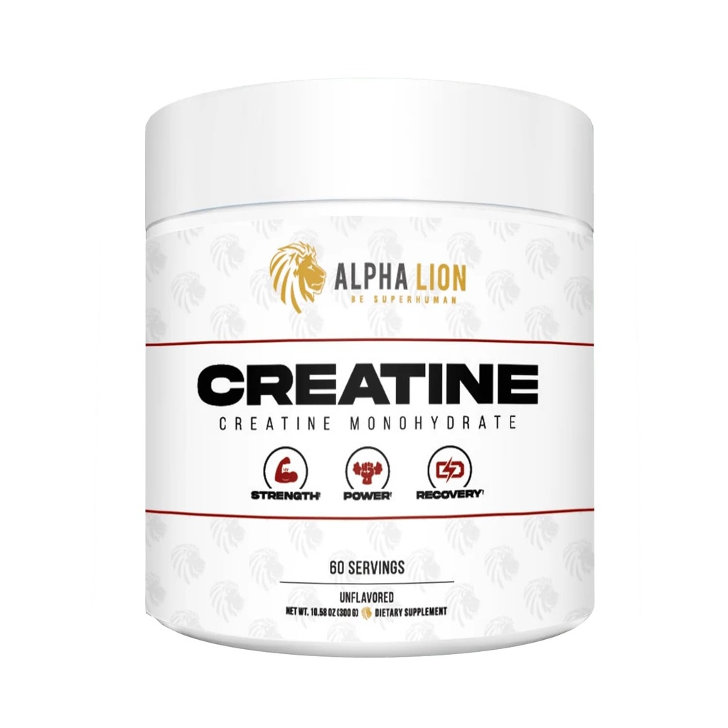 ALPHA LEON Kreatywny proszek monohydrat, 5000mg na porcję (5g), wspomaga siłę mięśniową, moc, sprawność atletyczną, Czyste Creatina Monohydrata en Polvo Supplement (60 Sług, Nieflawored)
