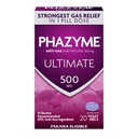 Phazyme Ultimate Strength Anti- Gas 500 mg Simeticone Gas Relief dla dorosłych, Szybkie żele Szybkie rozkwitanie, Ciśnienie i dyskomfort, 20 Liczba