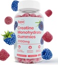 Jednowodzian Gummie dla mężczyzn i kobiet - Wysoka czystość Błękitna Raspberry- Żużel do żucia Kreatyna Infused Gummy dla mięśni Siła & Energy Boost, Biodostępny suplement do treningu wstępnego