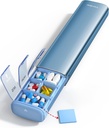 Vayjen 7 Day Cotygodniowy Pill Organizator (Wsparcie 2 razy dziennie), Metal Travel Pill Case, Duża pojemność codziennie Cute Pill Box na suplementy, Pigułki, Witaminy i Medykacja (Niebieski)