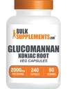 BulkSupplements.com Kapsułki Glukomannan - jako Ekstrakt Korzeń Konjac, Suplementy Glukomannan, Suplement Ziołowy - Gluten Free, 4 Kapsułki na Serving, 240 Hrabia (Opakowanie 1)