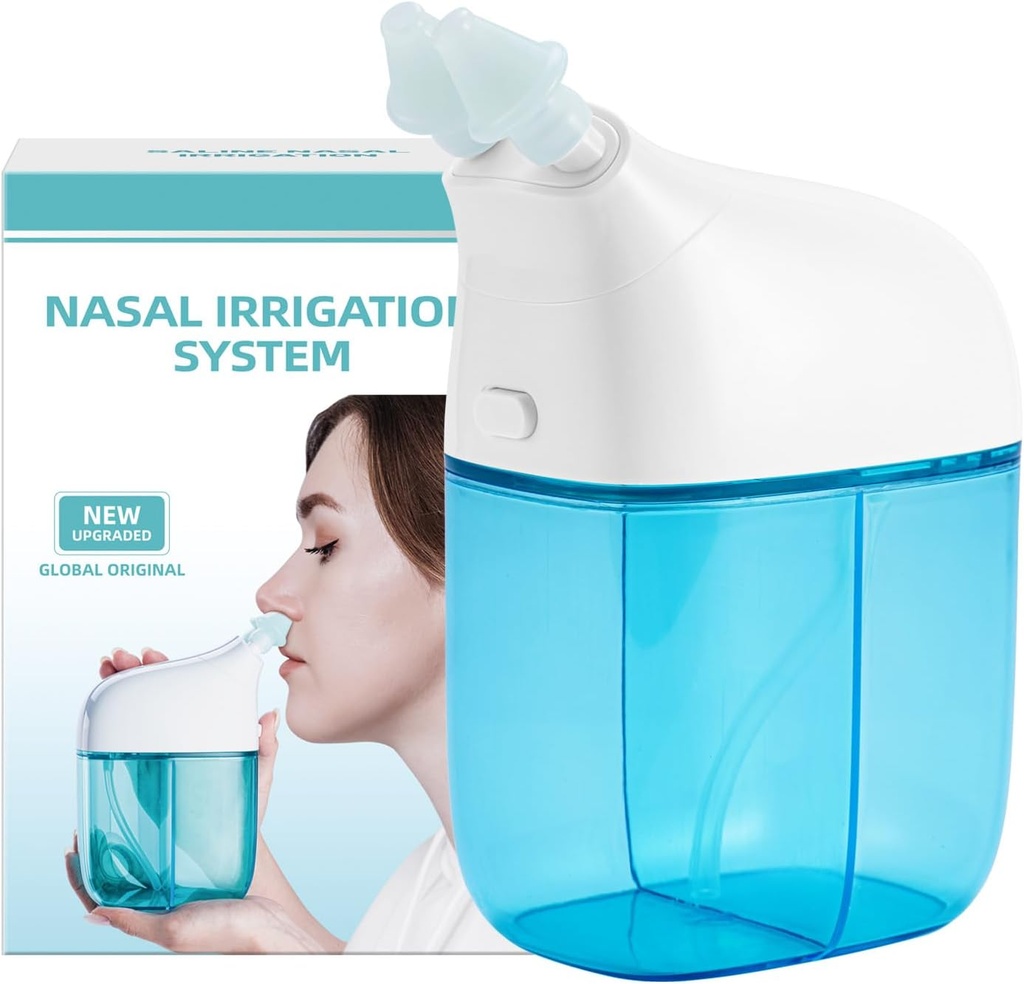 System nawadniania nosa, Nasal Rinse Machine, Sinus Rinse Machine, Sinus Cleaner Machine z zbiornikiem wody i odpadów zbiornikowiec - Oczyszczarka nosa dla Sinus, Sinus Adult, Ulga alergiczna - Niebieski