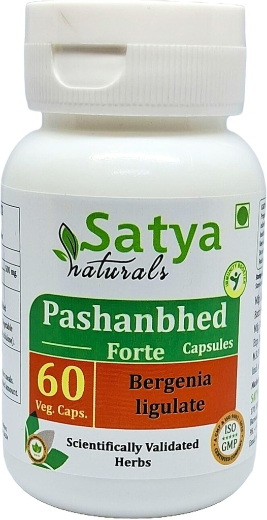 Pashanbhed Forte Kapsułki 500 mg. 60 Veg. Kapsułka 124; Pashanbhed (Bergenia Ligulate) Wyciąg Kapsułki dla mężczyzn i kobiet 124; Ayurvedic Herbal Supplement / Remedies 124; 10: 1 Forte (1 Butelka 60 Kapsułek)