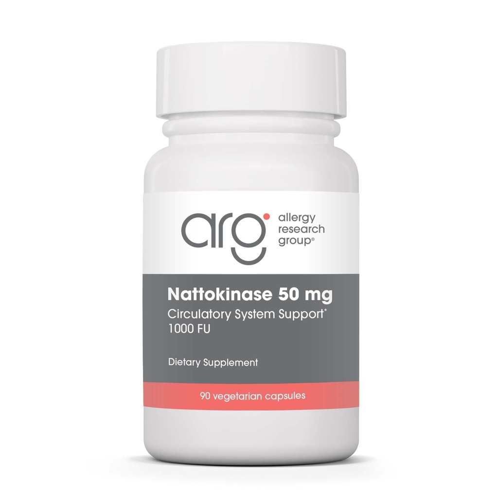 Alergy Research Group Nattokinase 50mg Supplement - Oczyszczona i encapsulated Nattokinase, derived from Natto, Kapsułki wegetariańskie - 90 Count