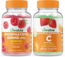 Żywa fosfatydyloseryna (PS) + witamina C 1050mg, Gummies Bundle - Great Desting, Suplement witaminy, Gluten Free, GMO Free, Gummy do żucia