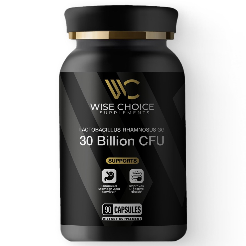 Lactobacillus Rhamnosus GG Probiotic Bis 124; 30 Billion CFU Bilans 124; 90 Kapsułki Bilans 124; LGG Strain for Advanced Gut Health & Immune Support Bilans 124; Strona trzecia Tested 124; Non-GMO & Gluten Free