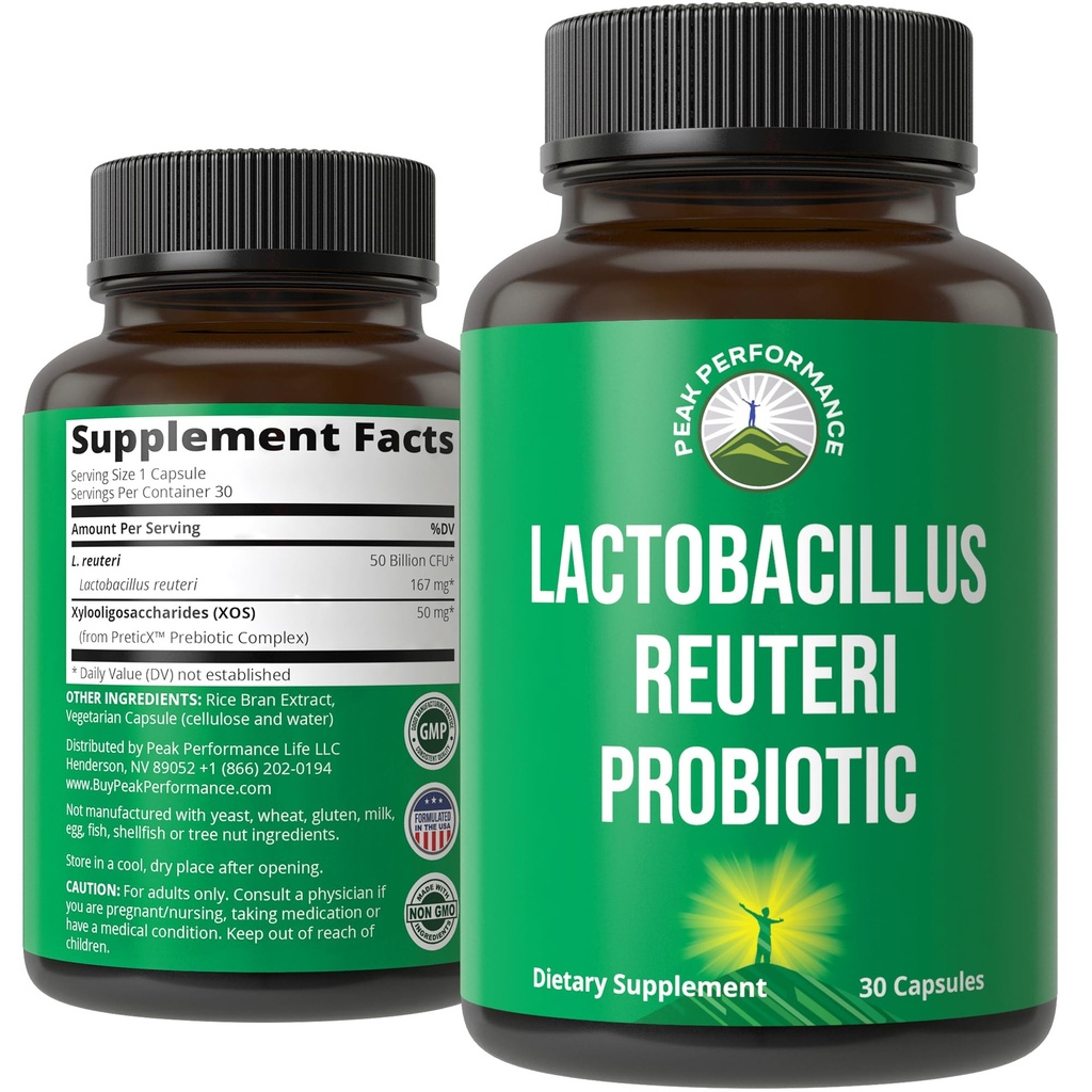 Lactobacillus Reuteri 50 Miliard CFU Probiotyki z Klinicznie Studiowane PreticX ® XOS Prebiotyczne - Probiotyczne Kapsułki Suplement do Gut Health and Digestive Support - USA Tested for Both Women & Men